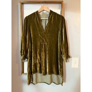 Free People x CP Shades velvet tunic shirt dress in olive green size xs